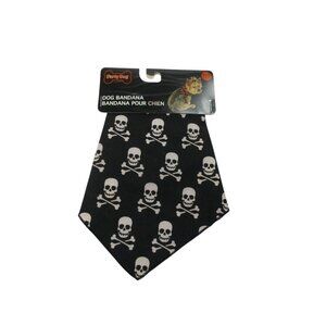 SimplyShe Party Dog Pirate Skull & Crossbones Print Dog Bandana XS Black White